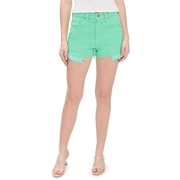 MOTHER The Fun Dip Micro Cut Shorts Summer Green Off Duty Coastal Coconut Baddie - Picture 7 of 7